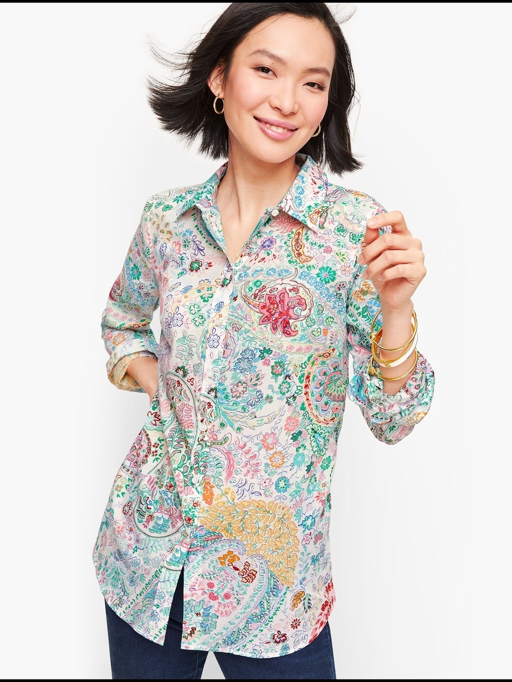 Talbots Modern Classic Shirt Multicolor Paisley